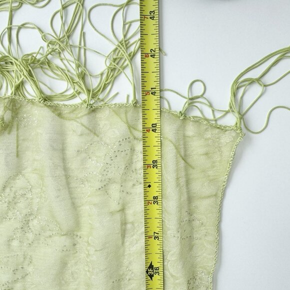 Light Green Sheer Scarf With Butterflies, Fringes And Glitter - Picture 5 of 6